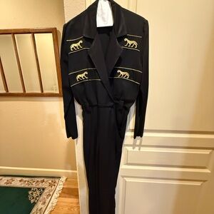 Cache Black Outfit with Gold Panther Detailing size 10